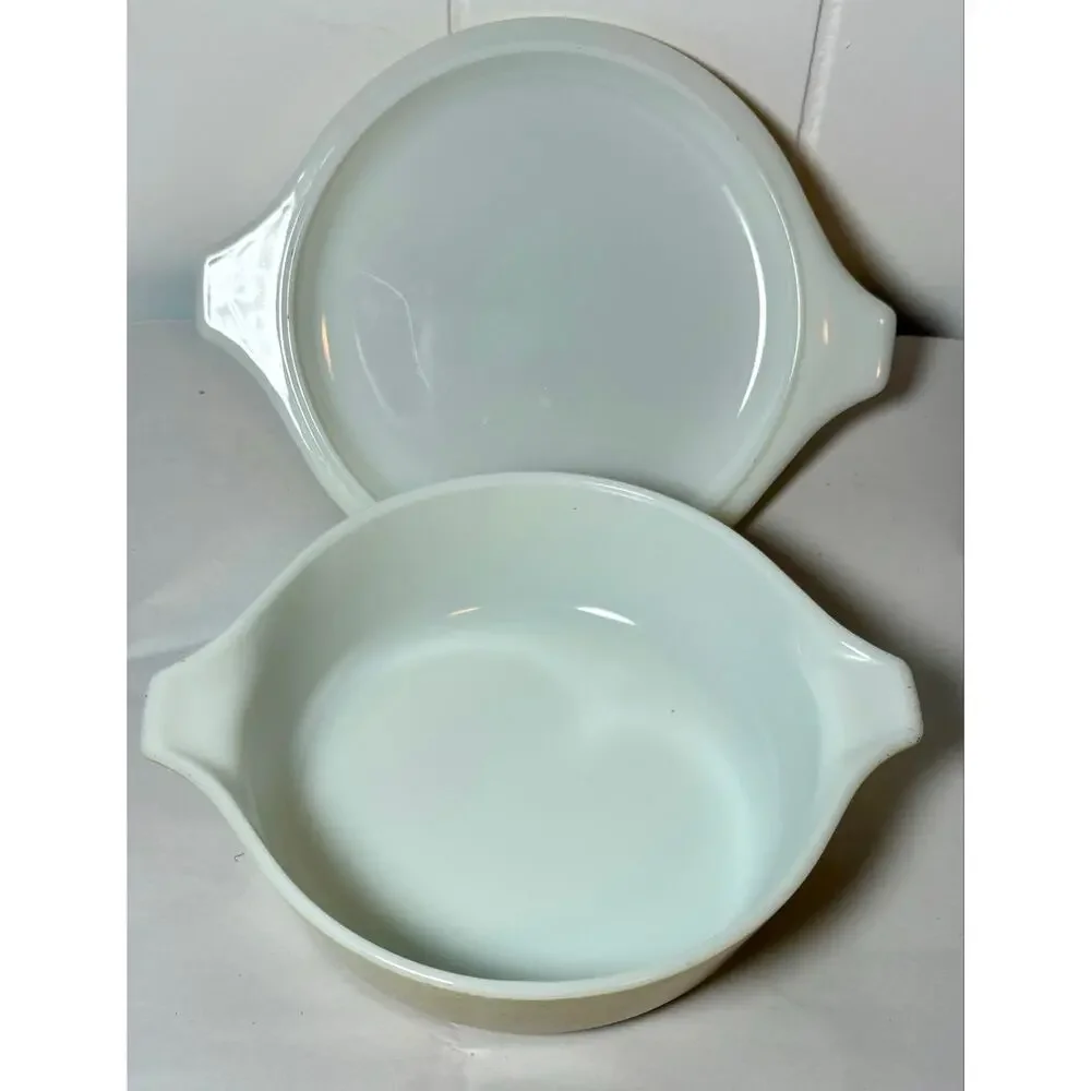 Vintage Pyrex 471 Homestead speckled Tan Casserole Dish With Lid 1 Pint